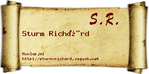 Sturm Richárd névjegykártya