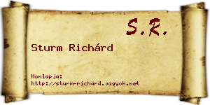 Sturm Richárd névjegykártya